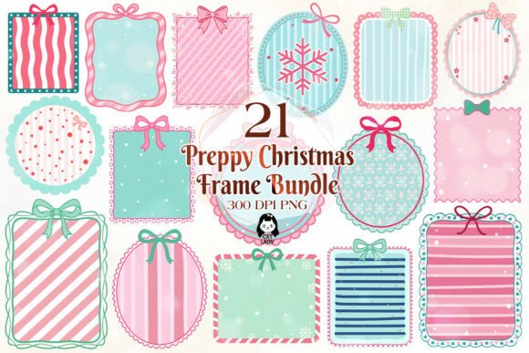 Download Preppy Christmas Frame Clipart Bundle - Premium Resources