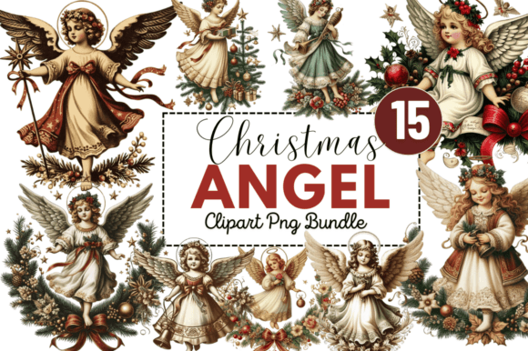 Download Vintage Christmas Angel Clipart Bundle - Vintage christmas Collection