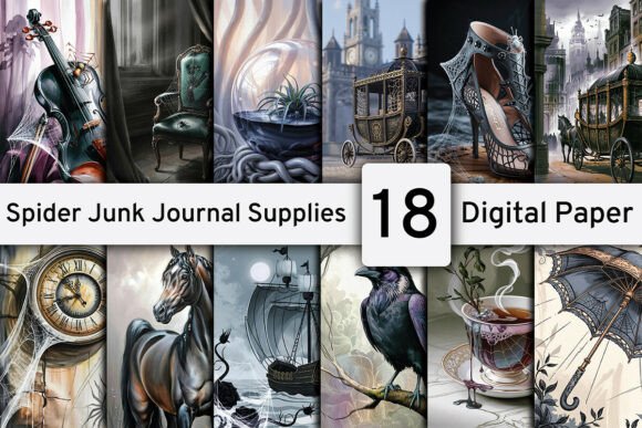 Download Spider Junk Journal Supplies Paper Pack - Junk journal supplies Collection