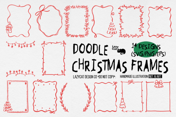 Download Doodle Christmas Frame SVG PNG Bundle - Premium Resources