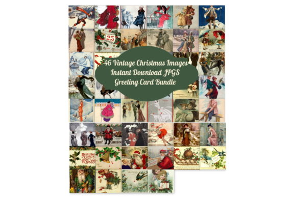 Download 46 Vintage Christmas Card Bundle Art - Vintage christmas Collection