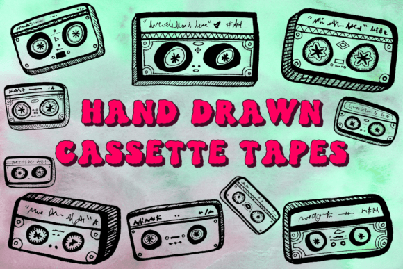 Download Retro Doodles: Hand Drawn Cassette Tapes - Cassette tapes Collection