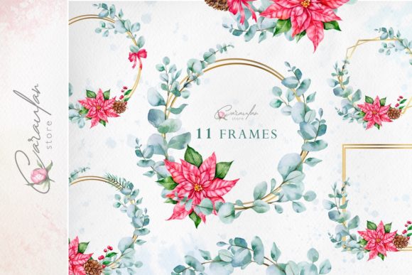 Download Christmas Frame Watercolor, Eucalyptus - Premium Resources